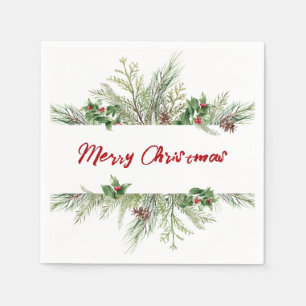 Guardanapo De Papel Feliz Natal Enquadrado Saudação Clássica de Roda