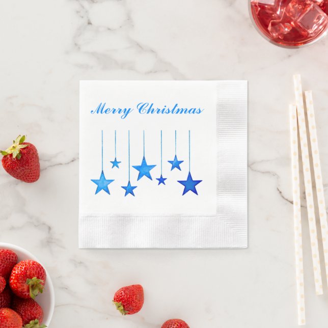 Guardanapo De Papel Feliz Natal - Estrela Azul Decoração com texto (Insitu)