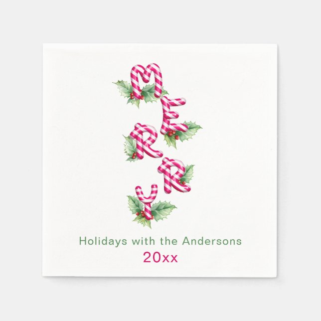 Guardanapo De Papel Feliz Natal Festa de Férias Verdes (Frente)