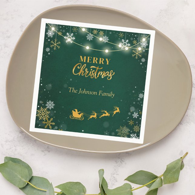 Guardanapo De Papel Feliz Natal Flocos de Neve e Papais noeis (Criador carregado)