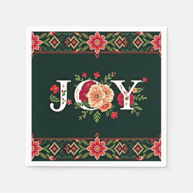 Guardanapo De Papel FELIZ Natal fronteira floral (Frente)