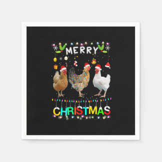 Guardanapo De Papel Feliz Natal Galinha Camisa Santa Hat Luzes Xma