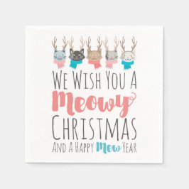 Guardanapo De Papel "Feliz Natal" Gatos De Férias Em Barcos Engraçados