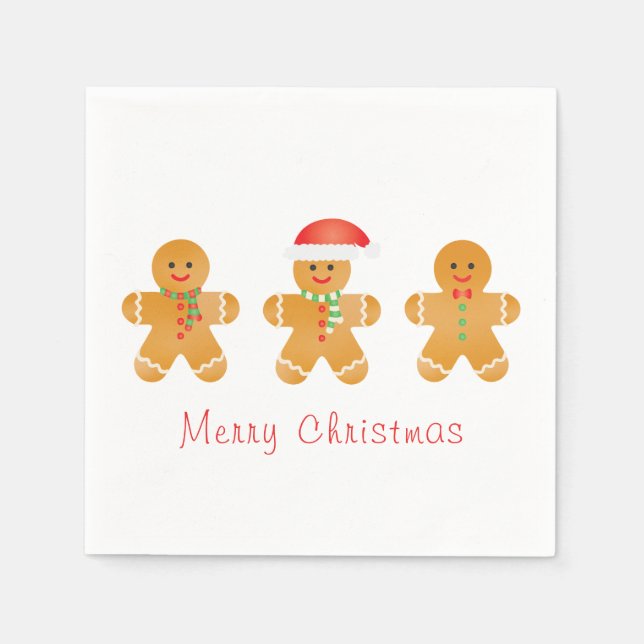 Guardanapo De Papel Feliz Natal Gingerpão Homens Santa Hat (Frente)