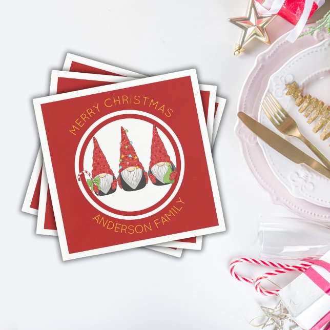 Guardanapo De Papel Feliz Natal Gnomos (Criador carregado)