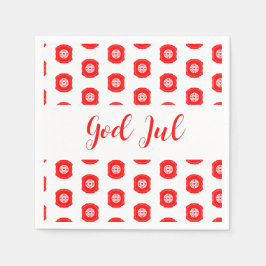 Guardanapo De Papel Feliz Natal God Jul padrão escandinavo presente