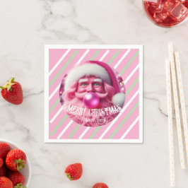 Guardanapo De Papel Feliz Natal Goma de Bolha Rosa | Nome de Fam Perso