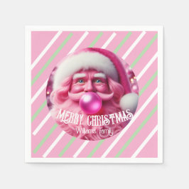 Guardanapo De Papel Feliz Natal Goma de Bolha Rosa | Nome de Fam Perso