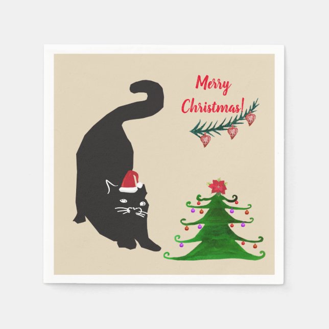 Guardanapo De Papel Feliz Natal Kitten (Frente)