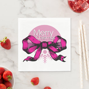 Guardanapo De Papel Feliz Natal Laço Rosa