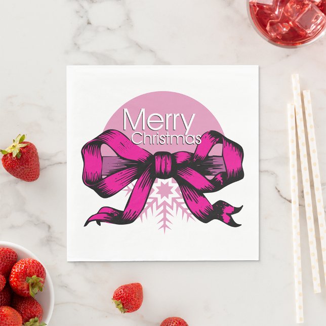 Guardanapo De Papel Feliz Natal Laço Rosa (Criador carregado)