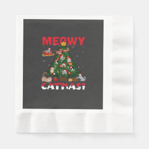 Guardanapo De Papel Feliz Natal Meowy
