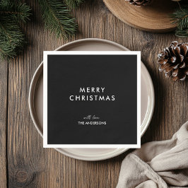 Guardanapo De Papel Feliz Natal - Nome Personalizado Preto