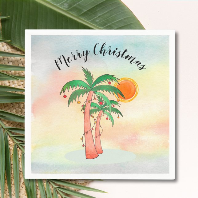 Guardanapo De Papel Feliz Natal Palm Trees Napkins (Criador carregado)