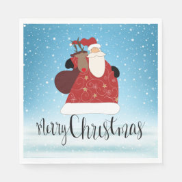 Guardanapo De Papel Feliz Natal Papai Noel e Rudolph