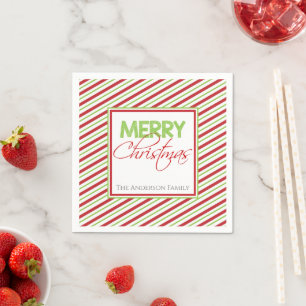 Guardanapo De Papel Feliz Natal Partido Red and Green Stripes