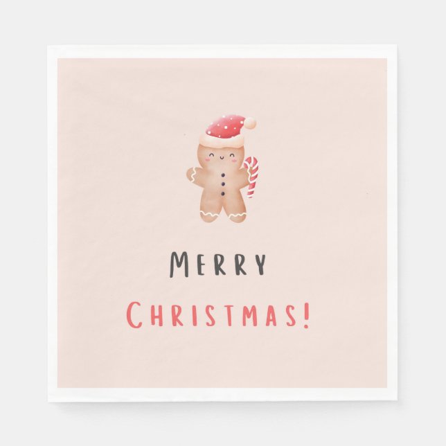 Guardanapo De Papel Feliz Natal Pastel Pink Gingerpão (Frente)