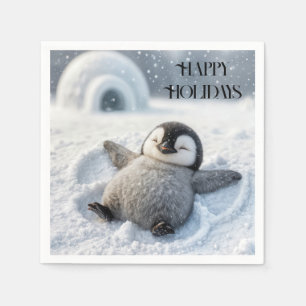 Guardanapo De Papel Feliz Natal Pintinho Pinguim Fazer a Anjo da Neve