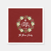 Feliz Natal Poinsettia Wreath Monograma