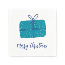 Feliz Natal Presente Azul Simples