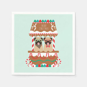 Guardanapo De Papel Feliz Natal Pugs Holiday Stand Dogs