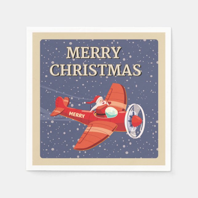 Guardanapo De Papel Feliz Natal Santa Claus Vintage (Frente)