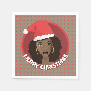 Guardanapo De Papel Feliz Natal, Santa Hat Negra