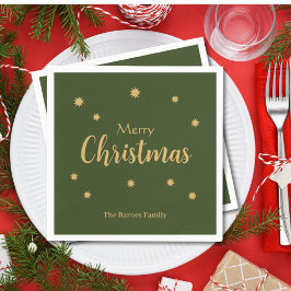 Guardanapo De Papel Feliz Natal Verde e Dourado Personalizado
