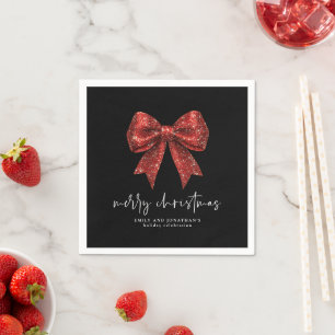 Guardanapo De Papel Feliz Natal Vermelho Arco de Coquetes Vermelho Pre