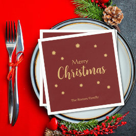 Guardanapo De Papel Feliz Natal Vermelho e Dourado Personalizado