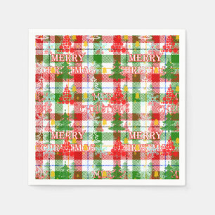 Guardanapo De Papel Feliz Natal Xadrez Decorativa Tartan