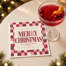 Feliz Natal Xadrez Rosa e Vermelho 