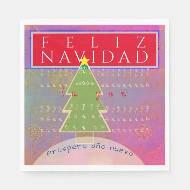 Guardanapo De Papel "Feliz Navidad" Mensagem Curta de Natal (Frente)