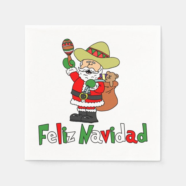 Guardanapo De Papel Feliz Navidad Papais noeis de Cartoons Sombrero Ma (Frente)