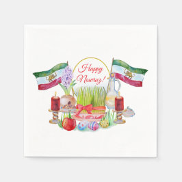 Guardanapo De Papel Feliz Norooz Haft Sin com Bandeiras do Leão e do S
