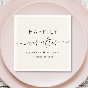 Guardanapo De Papel Feliz Nunca Após Casamento De Creme