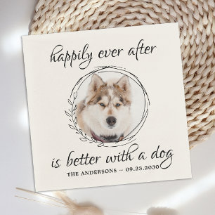 Guardanapo De Papel Feliz Nunca Após Casamento De Pet De Cão Elegant