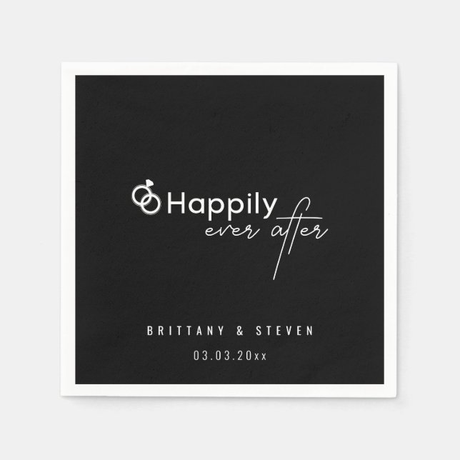 Guardanapo De Papel Feliz Nunca Após Casamento Negro | Personalizado E (Frente)