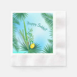 Guardanapo De Papel Feliz padrão de aquarela de Lulav e Etrog de Sucot