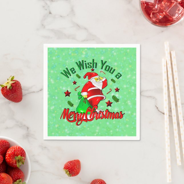 Guardanapo De Papel Feliz Papai noel de Natal com Canas de Sack (Insitu)