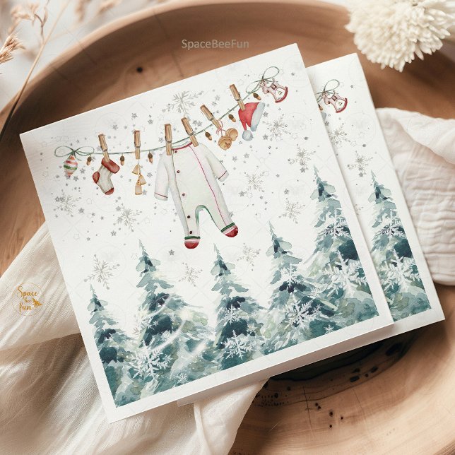 Guardanapo De Papel Feliz pequeno Chá de fraldas (Merry Little Baby Shower,napkins, invitation,holiday baby shower, Christmas baby shower, winter baby)