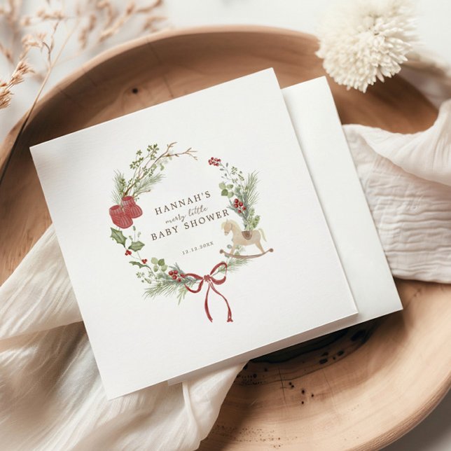 Guardanapo De Papel Feliz Pequeno Chá de fraldas Vermelho Arco (Criador carregado)