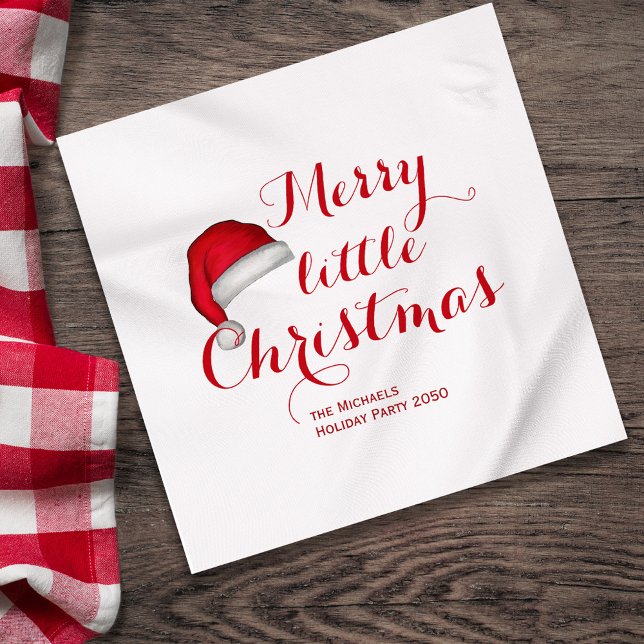 Guardanapo De Papel Feliz Pequeno Natal Personalizado (Have yourself a merry little Christmas holiday custom cocktail napkin,)
