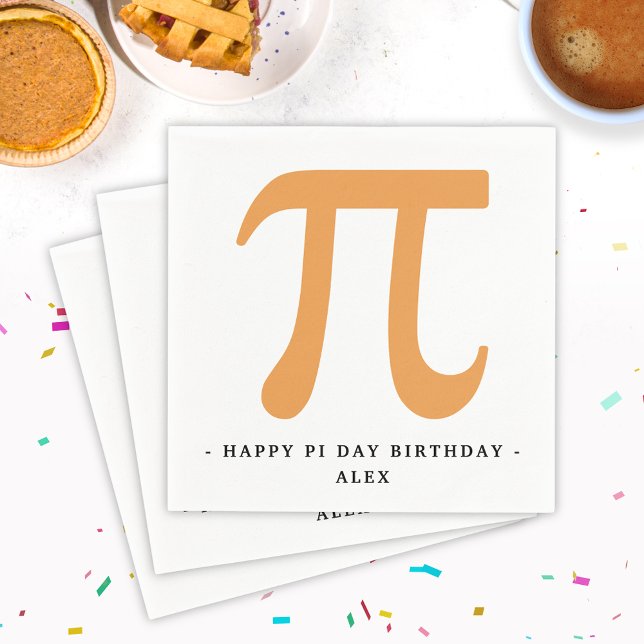 Guardanapo De Papel Feliz Pi Day Birthday - Símbolo Branco e Laranja P (Criador carregado)