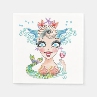 Guardanapo De Papel Feliz Sereia Papel Nápoles