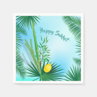 Guardanapo De Papel Feliz Sukkot Lulav e Etrog Watercolor Patterno