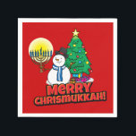 Guardanapo De Papel Feliz vermelha Chrismukkah com Snowman e Menorah<br><div class="desc">Adicione a nossa diversão,  Snowman,  Menorah e designs de árvores de Natal com um fundo vermelho à sua festa de Chrismukkah este ano.</div>