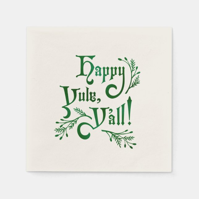 Guardanapo De Papel Feliz Yule Yall Southern Christmas Pagan (Frente)