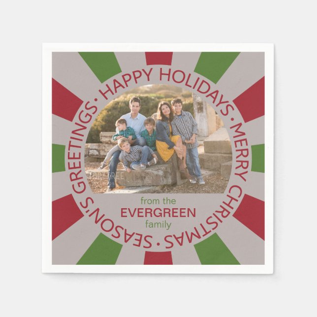 Guardanapo De Papel Felizes Feriados, fotos personalizadas e papel gua (Frente)