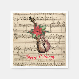 Guardanapo De Papel Felizes Feriados Vintage Violin e Sheet Music